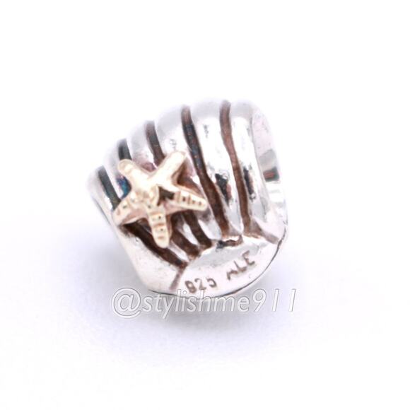 PANDORA Silver Sea Shell Charm with 14K Gold - Picture 7 of 13